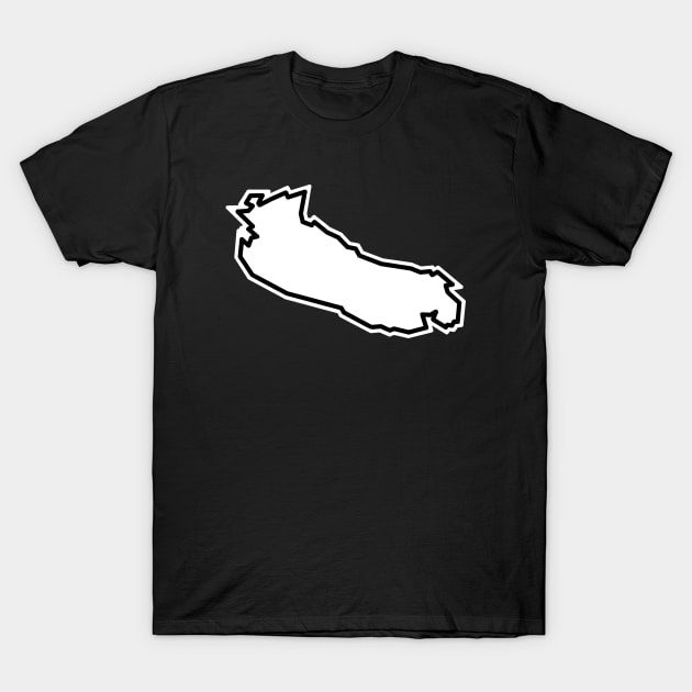 Gabriola Island Outline in Bright White with Black Outline - Gabriola Island T-Shirt by City of Islands